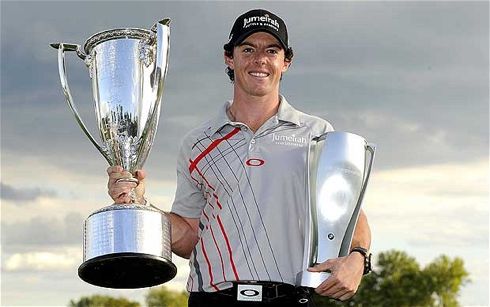 Rory McIlroy Holding the trophy for the 2012 BMW Championship