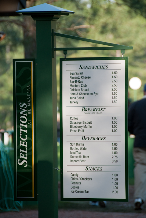 Masters Food Menu