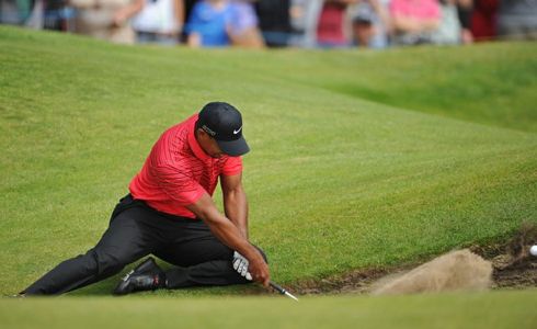 Tiger Woods in the bunker