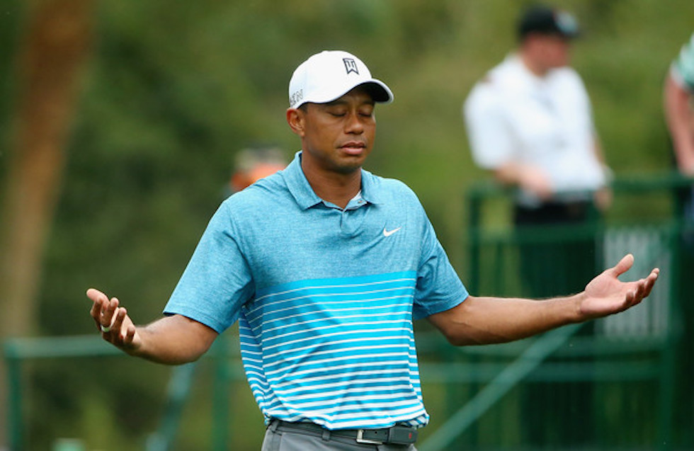 Tiger Woods 2015 Masters Practice Shrug
