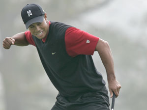 Tiger Woods fist-pumping