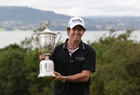 2011 U.S. Open winner Rory McIlroy holding the trophy