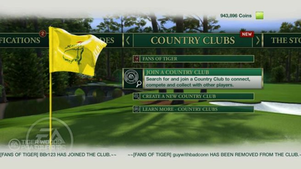 Tiger Woods 13 Online CC Menu